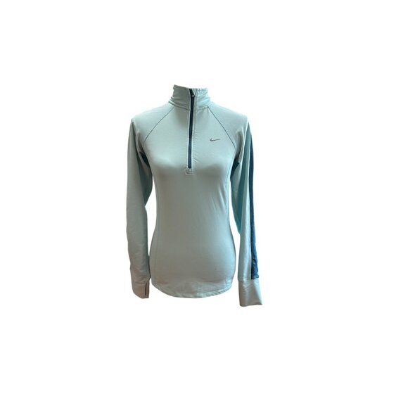 Nike Pro Dri-fFt Half Zip Blue Pullover Sweatshirt XS thumb hole Activewear - Picture 8 of 8